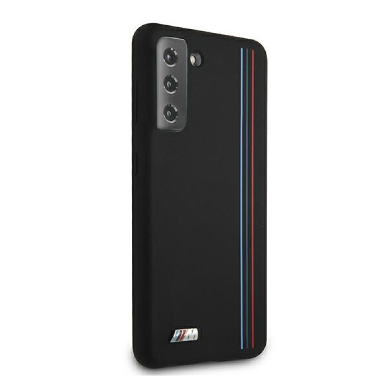 Custodia BMW BMHCS21MSIVTBK Silicone Stripes M Collection per Samsung Galaxy S21+, nera