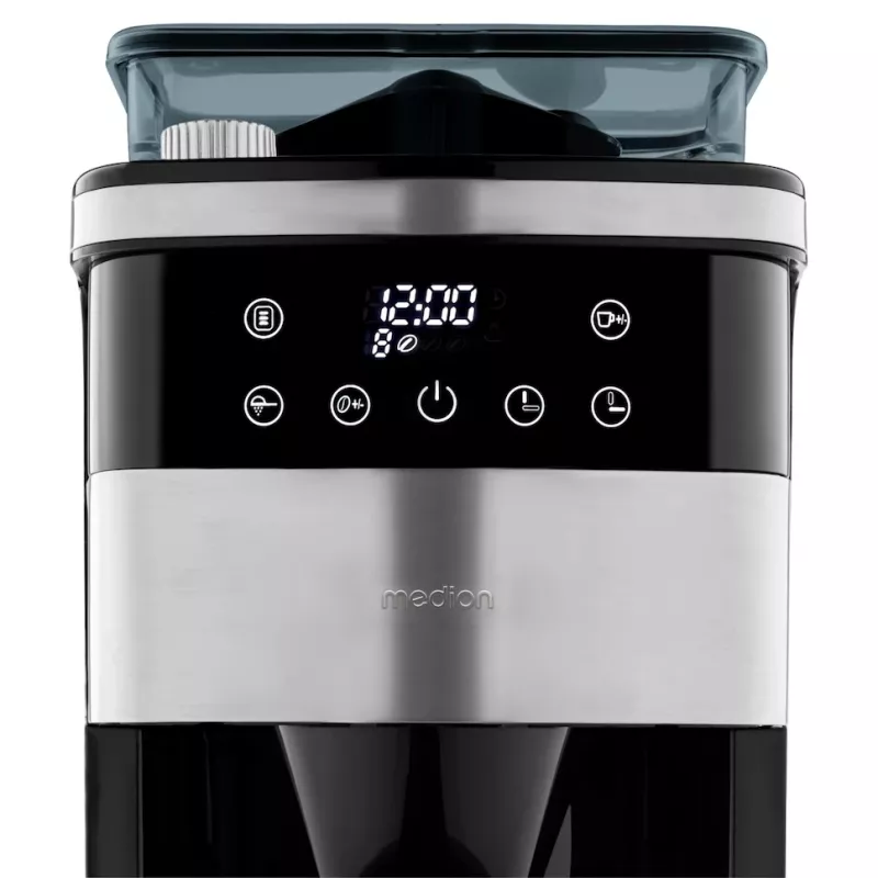 Macchina per caffè filtro Medion MD 19911 con macinacaffè, caraffa termica, 1000 W, argento/nero