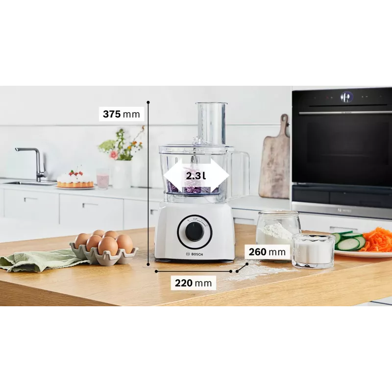Robot da cucina Bosch MultiTalent 3 MCM3230W, 800 W, ciotola da 2,3 L, 2 velocità, bianco