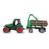 Trattore in metallo Amewi con rimorchio forestale, 1:64, RTR, verde