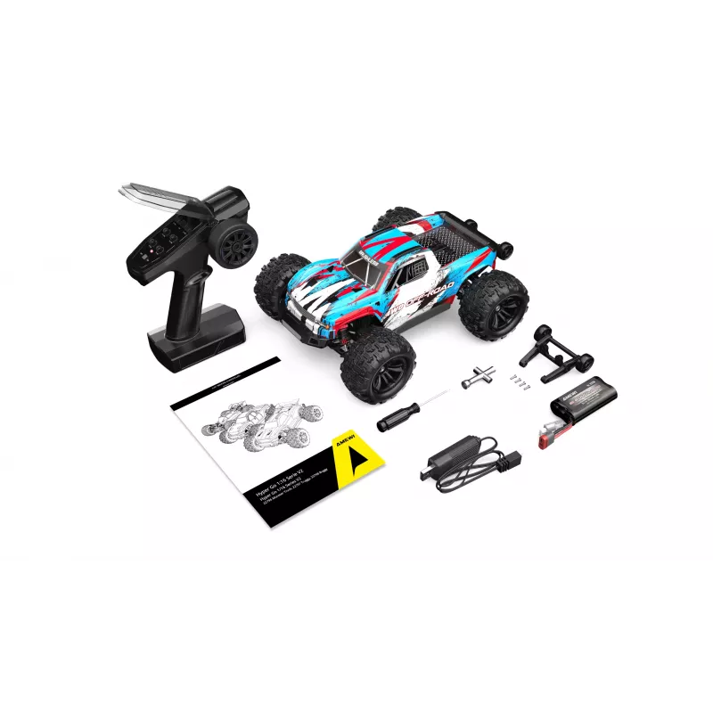 Amewi Hyper Go Monster Truck V2 brushless 4WD, 1:16, RTR, blu/bianco
