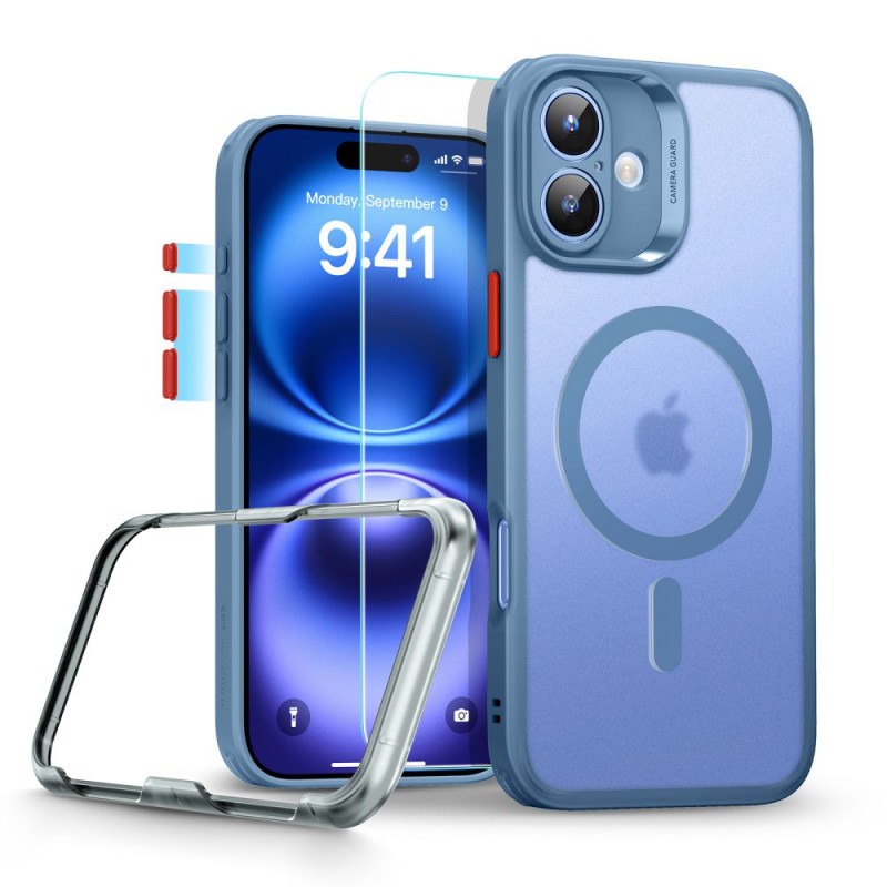 Custodia ESR Classic Pro Set HaloLock MagSafe con vetro temperato per Apple iPhone 16, blu opaco