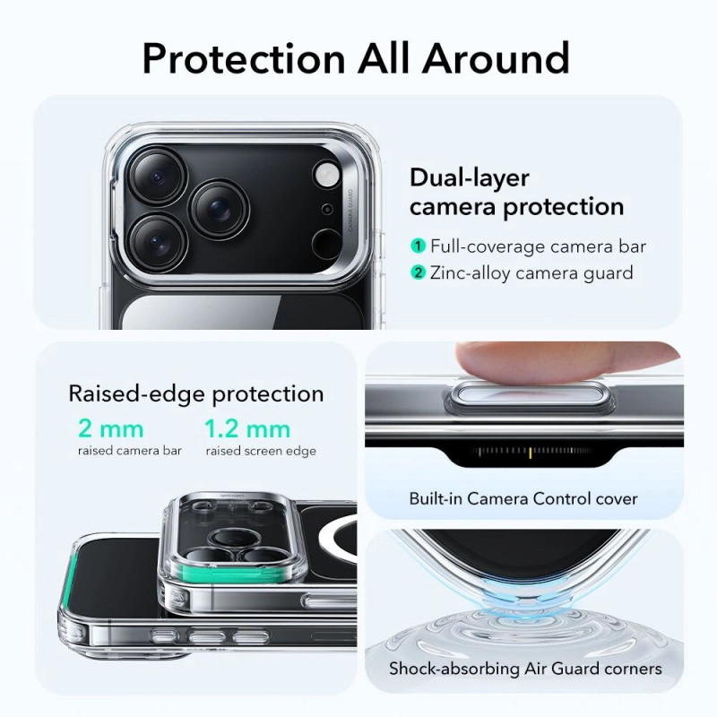 Custodia ESR Classic Hybrid Kickstand MagSafe per Apple iPhone 17 Pro Max, trasparente