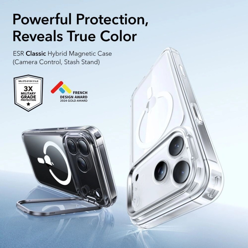 Custodia ESR Classic Hybrid Kickstand MagSafe per Apple iPhone 17 Pro Max, trasparente