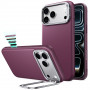 Custodia ESR Leather Kickstand MagSafe per Apple iPhone 17 Pro / 18 Pro, bordeaux scuro