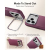 Custodia ESR Leather Kickstand MagSafe per Apple iPhone 17 Pro / 18 Pro, bordeaux scuro