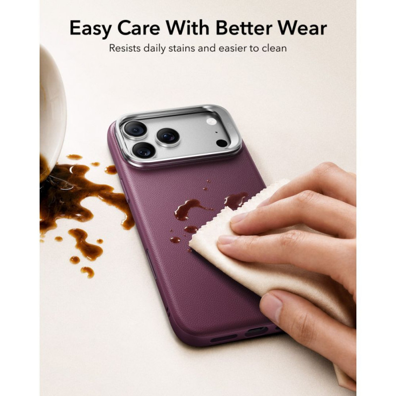 Custodia ESR Leather Kickstand MagSafe per Apple iPhone 17 Pro / 18 Pro, bordeaux scuro