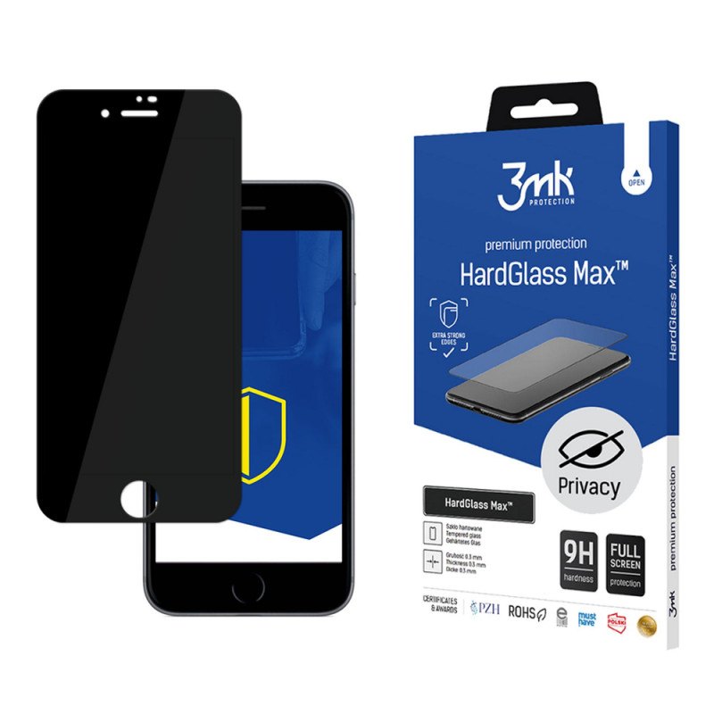 Vetro temperato 3MK HardGlass Max Privacy per Apple iPhone 7, nero