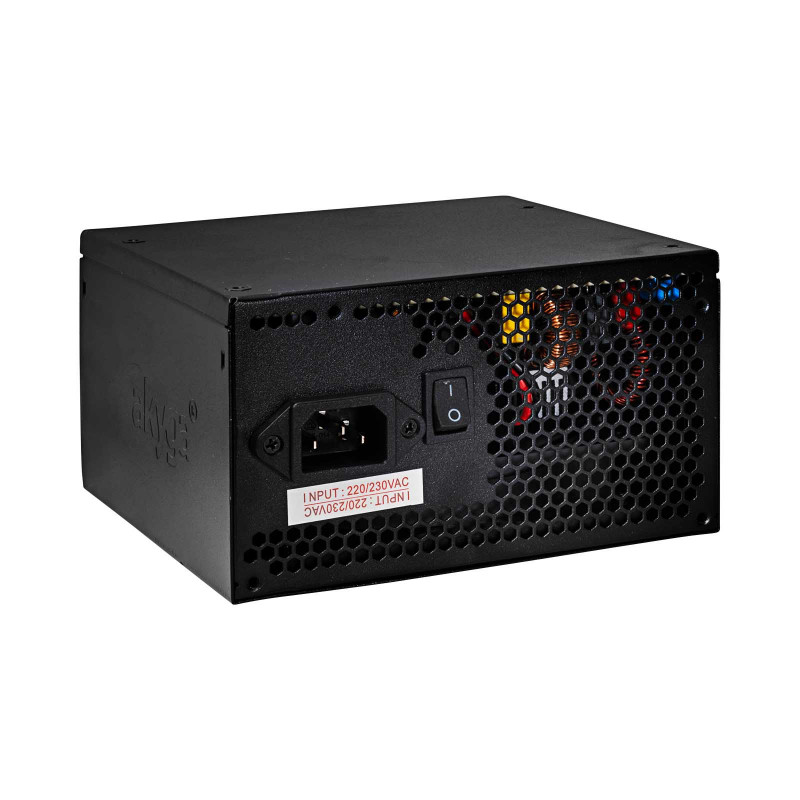 Alimentatore ATX Akyga 500 W AK-C2-500, semi-modulare, P4+4, 2x PCI-E 6+2 pin, 4x SATA, 2x Molex, ventola 12 cm, 80 PLUS