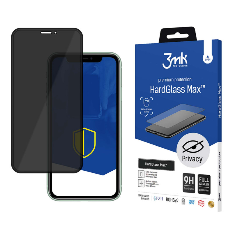 Vetro temperato 3MK HardGlass Max Privacy per Apple iPhone 11 Pro Max, nero