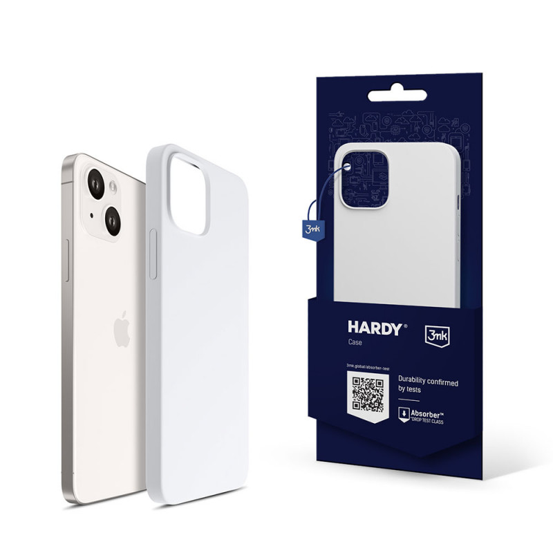 Custodia in silicone 3MK Hardy Case MagSafe per Apple iPhone 14 Plus / 15 Plus, bianca