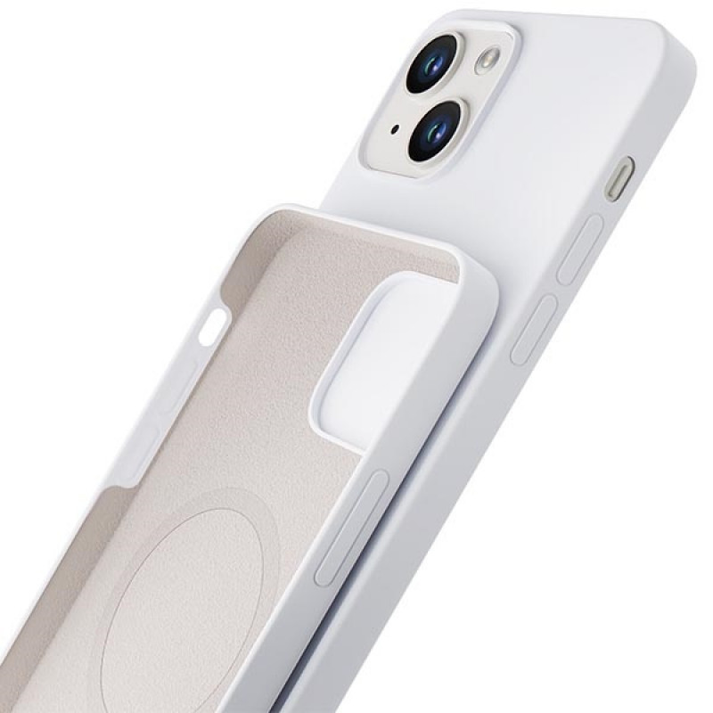 Custodia in silicone 3MK Hardy Case MagSafe per Apple iPhone 14 Plus / 15 Plus, bianca