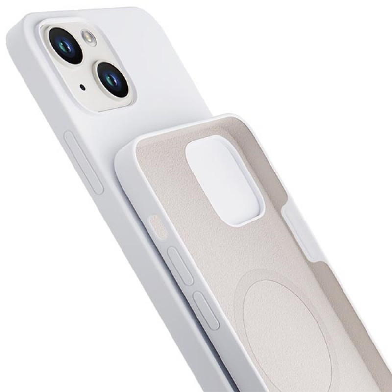 Custodia in silicone 3MK Hardy Case MagSafe per Apple iPhone 14 Plus / 15 Plus, bianca