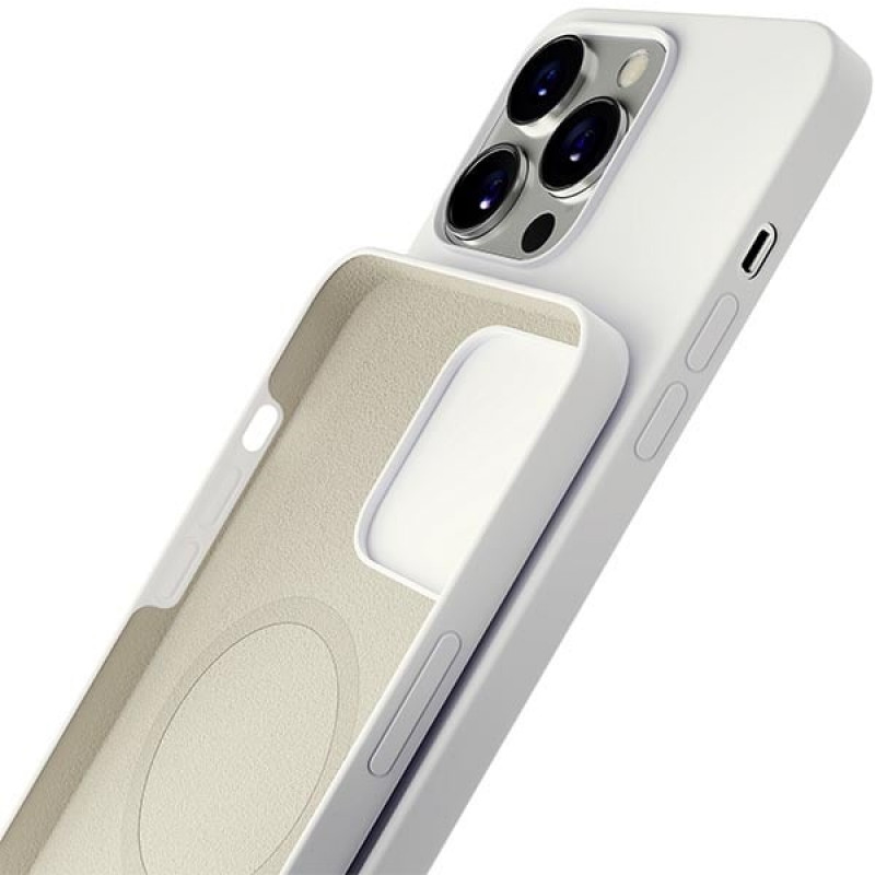 Custodia in silicone 3MK Hardy Case MagSafe per Apple iPhone 14 Pro Max, bianca