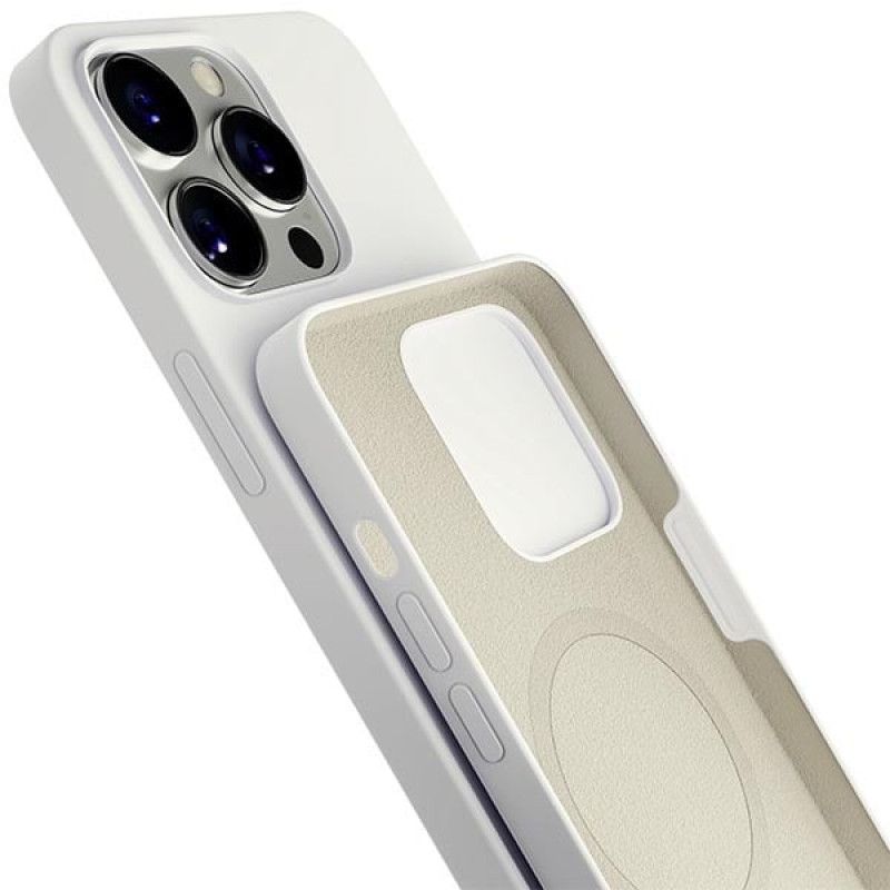 Custodia in silicone 3MK Hardy Case MagSafe per Apple iPhone 14 Pro Max, bianca