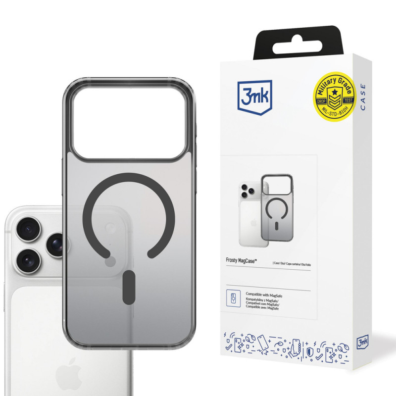 Custodia 3MK Frosty MagCase per Apple iPhone 17 Pro, nera