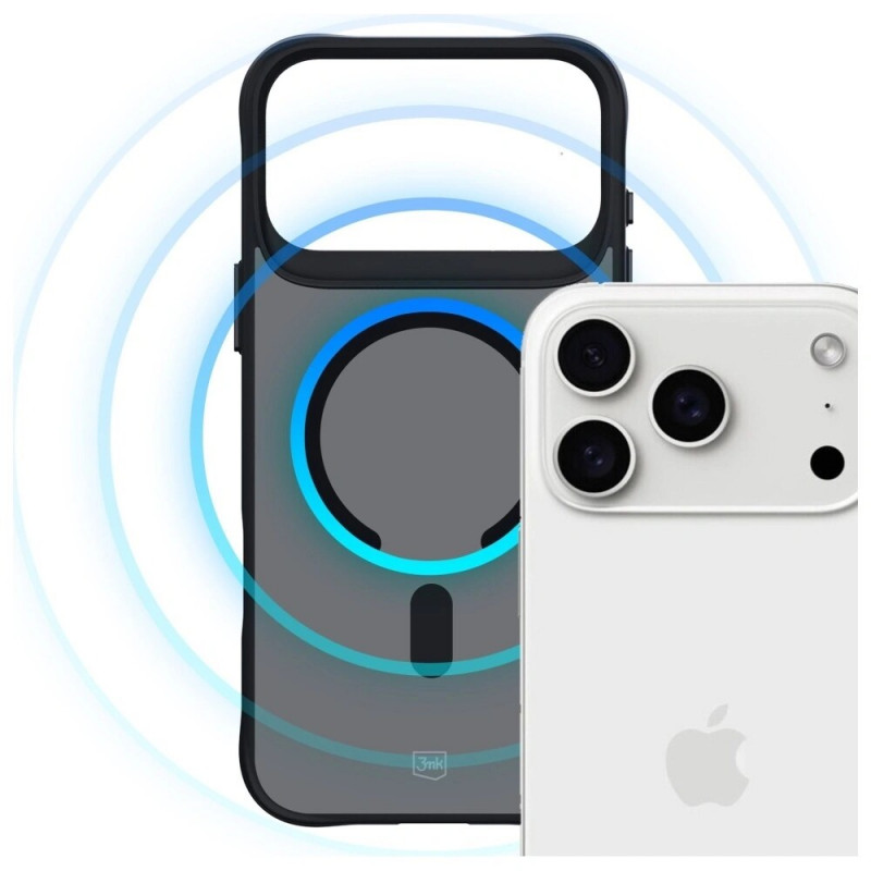 Custodia 3MK Smoke MagCase per Apple iPhone 17 Pro Max, nera semitrasparente