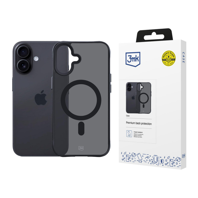 Custodia 3MK Smoke Matt MagCase per Apple iPhone 17, nera
