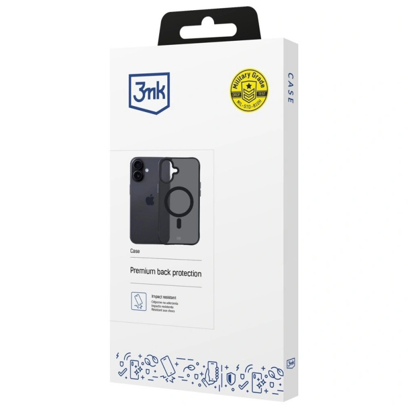 Custodia 3MK Smoke Matt MagCase per Apple iPhone 17, nera