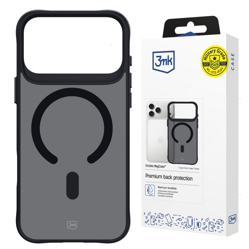 Custodia 3MK Smoke Matt MagCase per Apple iPhone 17 Pro, nera