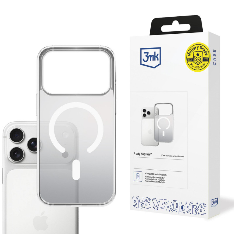 Custodia 3MK Frosty MagCase per Apple iPhone 17 Pro, bianca