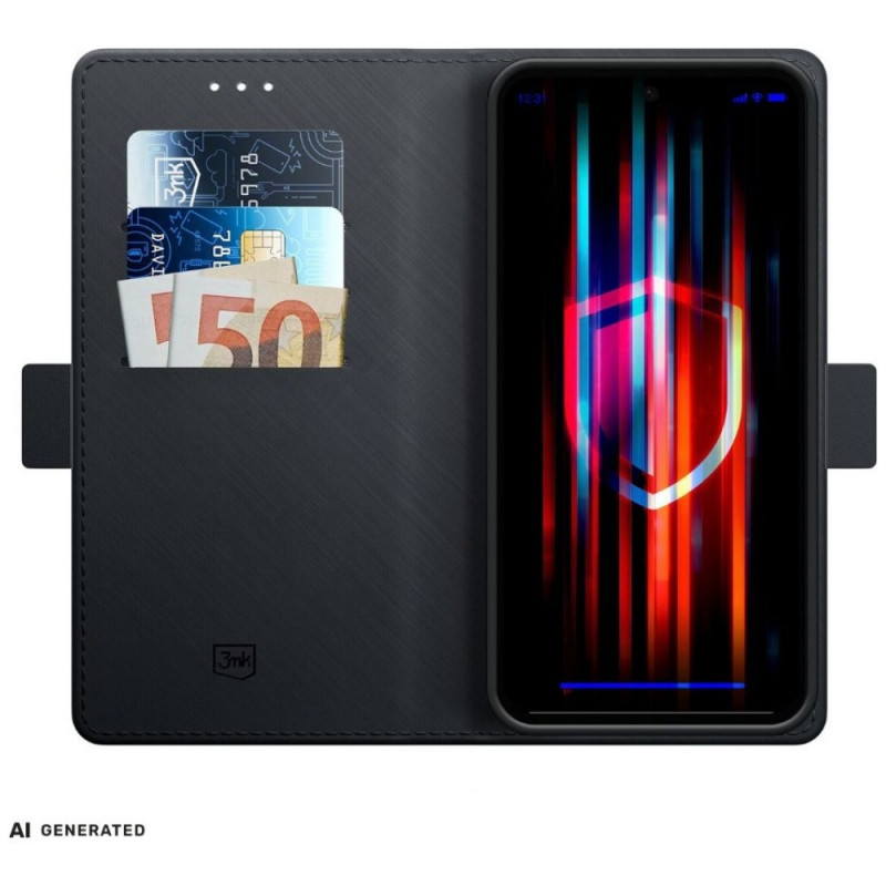 3MK Wallet Case per Redmi Note 15 4G / 5G, nero