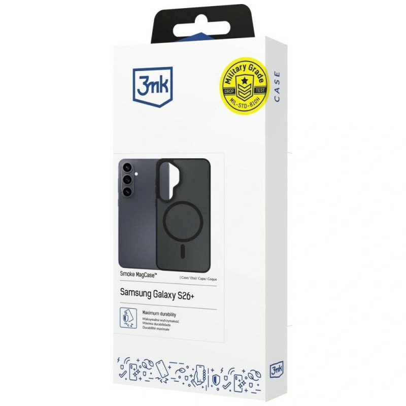 Custodia protettiva 3mk Smoke MagCase per Samsung Galaxy S26+, nera