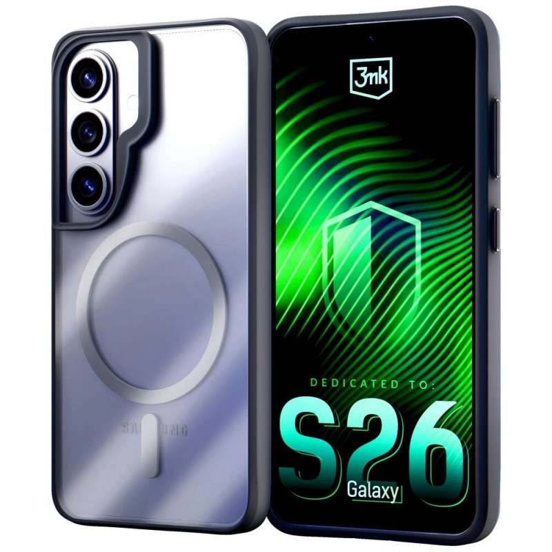 Custodia protettiva 3mk Satin Armor MagCase per Samsung Galaxy S26, nero trasparente