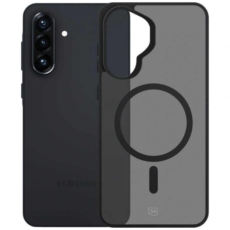 Custodia per smartphone 3MK Smoke MagCase Samsung Galaxy A37, nero fumé