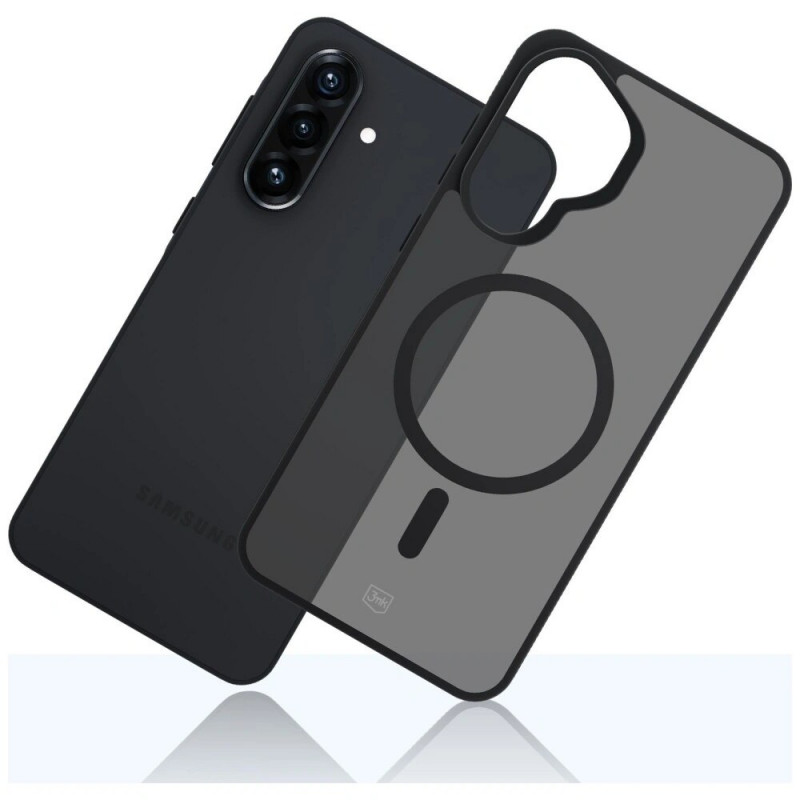 Custodia per smartphone 3MK Smoke MagCase Samsung Galaxy A37, nero fumé