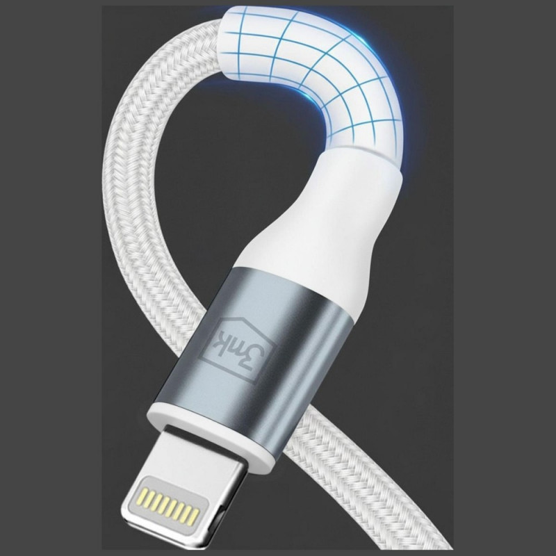 Cavo 3MK Hyper Cable N-SERIES USB-C a Lightning, 2 m, 27 W, bianco
