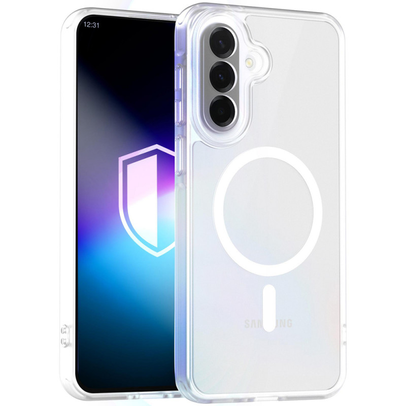 Custodia per smartphone 3MK Misty MagCase Samsung Galaxy A37, compatibile MagSafe, bianca