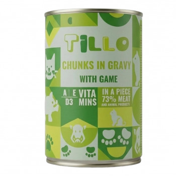 TILLO Cibo umido per gatti Chunks in gravy Game, 415 g