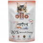 Ollo No. 7 Bustina di cibo per gatti con salmone e gamberetti, 85 g