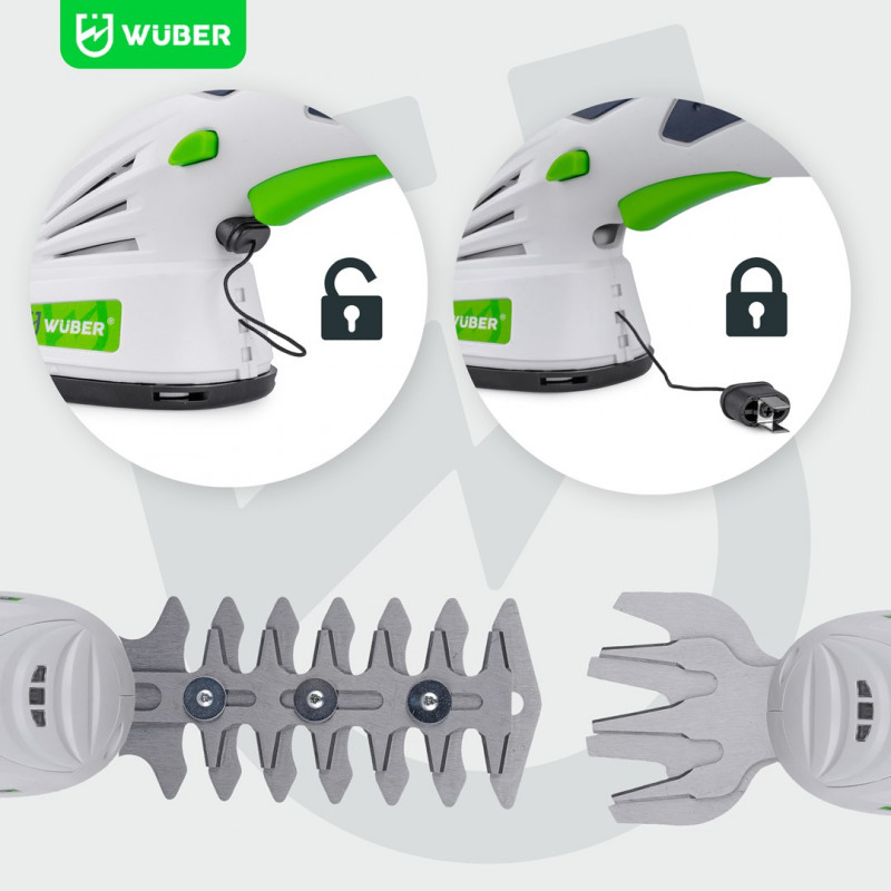 Wuber W23320 Tosaerba e tagliasiepi cordless 2-in-1, 7,2 V, taglio 120 mm, USB-C