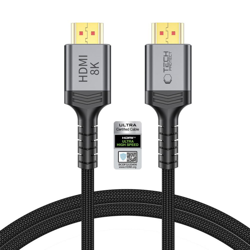 Cavo HDMI 2.1 Tech-Protect UltraBoost THP5553, 4K 120Hz, 8K 60Hz, 100 cm, nero