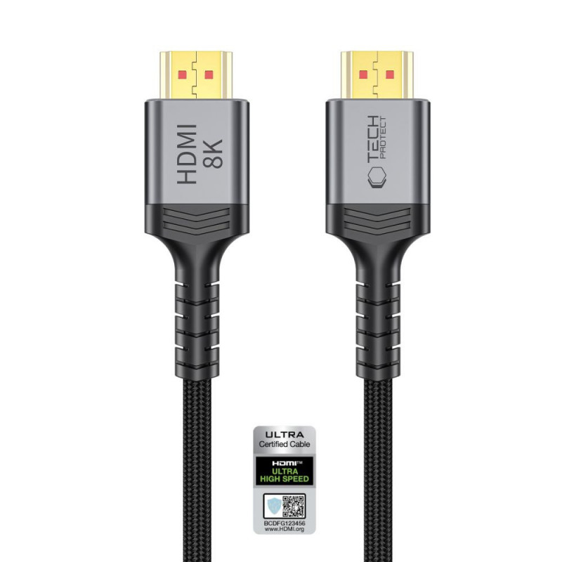 Cavo HDMI 2.1 Tech-Protect UltraBoost THP5553, 4K 120Hz, 8K 60Hz, 100 cm, nero