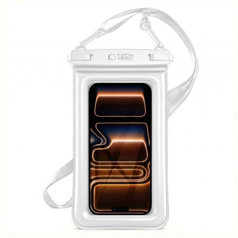 Custodia universale impermeabile galleggiante Tech-Protect UWC7 per smartphone fino a 6.9 pollici, bianca
