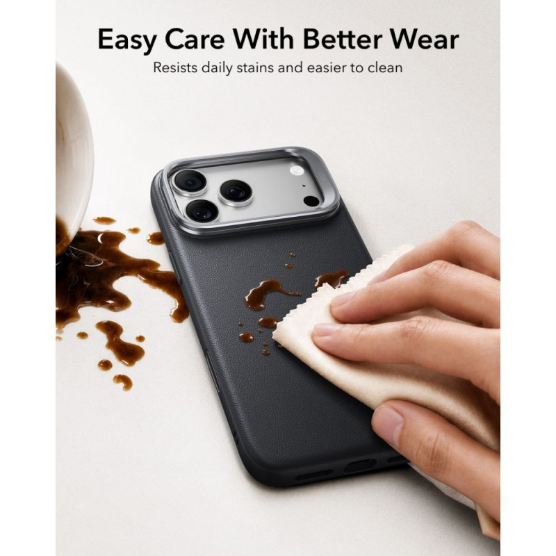 Custodia ESR Leather Kickstand MagSafe per Apple iPhone 17 Pro / 18 Pro, nera