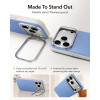 Custodia ESR in pelle con kickstand e MagSafe per Apple iPhone 17 Pro Max / 18 Pro Max, azzurra