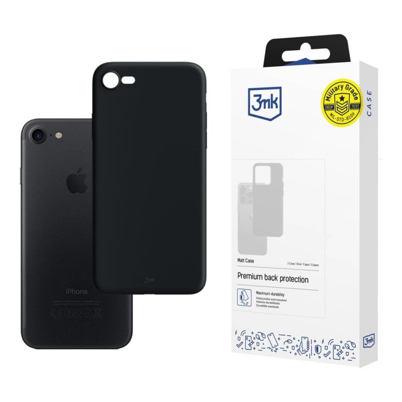 Custodia per smartphone 3MK Matt Case Apple iPhone SE 2022/SE 2020/8/7, nera