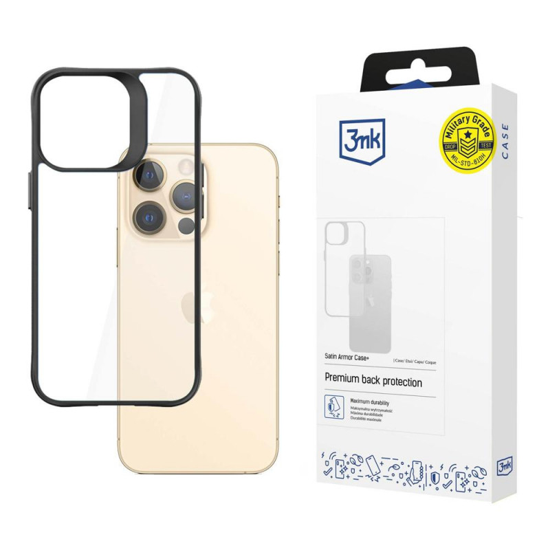 Custodia 3MK Satin Armor Case+ per Apple iPhone 13 Pro Max (3MK3503), nera