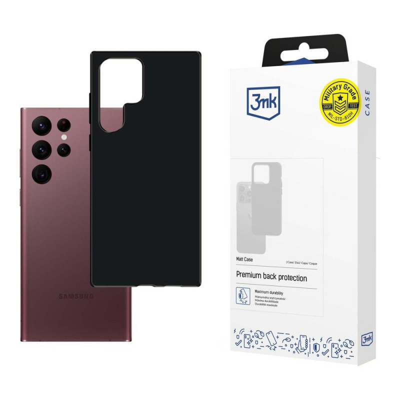 Custodia opaca 3MK Matt Case per Samsung Galaxy S22 Ultra (3MK3448BLK), nera