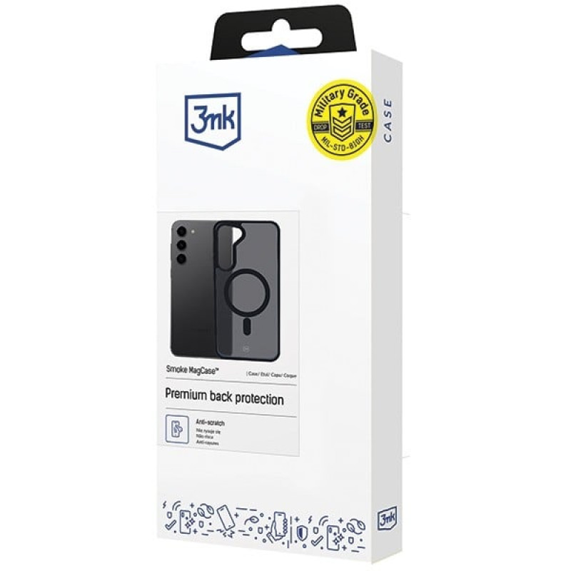 Custodia 3MK Smoke MagCase con MagSafe per Samsung Galaxy S23 5G, nera