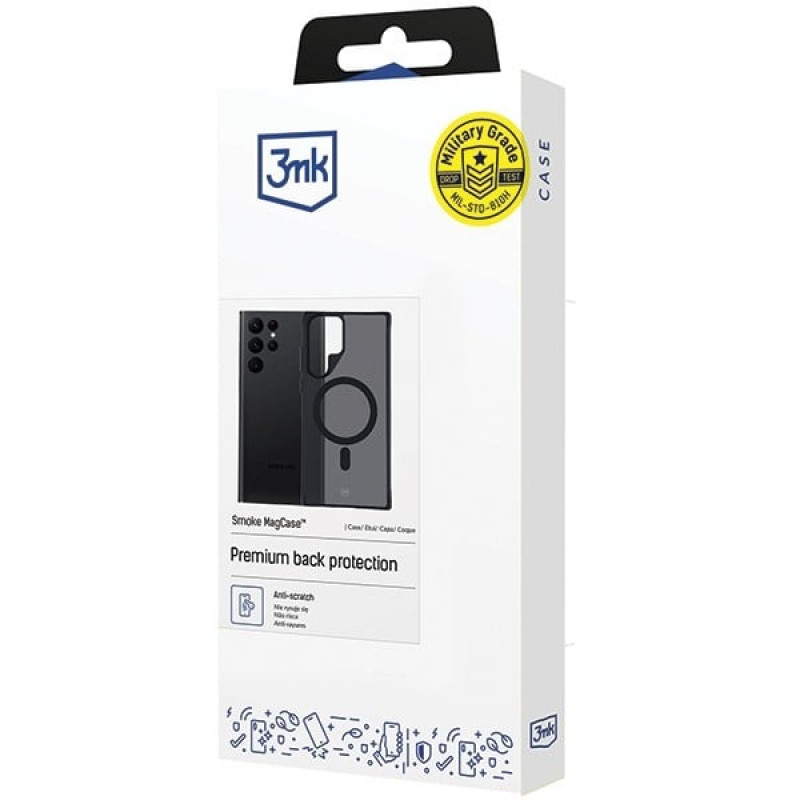 3MK Smoke MagCase con MagSafe per Samsung Galaxy S22 Ultra 5G, semitrasparente