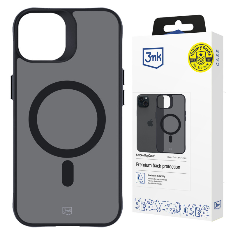 3MK Smoke MagCase con MagSafe per Apple iPhone 15 Plus, semitrasparente (156048-0)