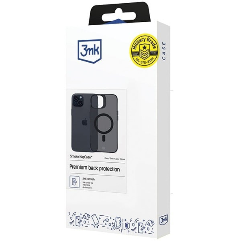3MK Smoke MagCase con MagSafe per Apple iPhone 15 Plus, semitrasparente (156048-0)