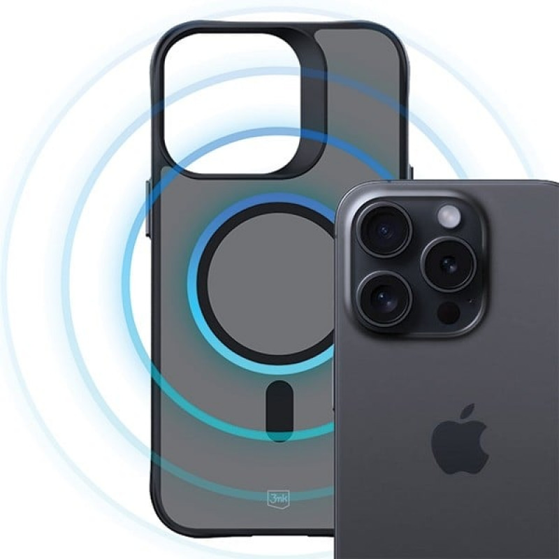 Custodia 3MK Smoke MagCase con MagSafe per Apple iPhone 15 Pro, semitrasparente