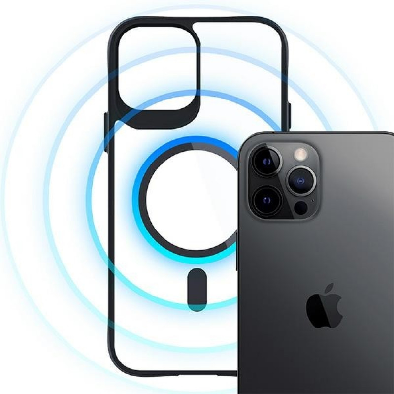 3MK Satin Armor MagCase con MagSafe per Apple iPhone 12 Pro Max, trasparente con cornice nera