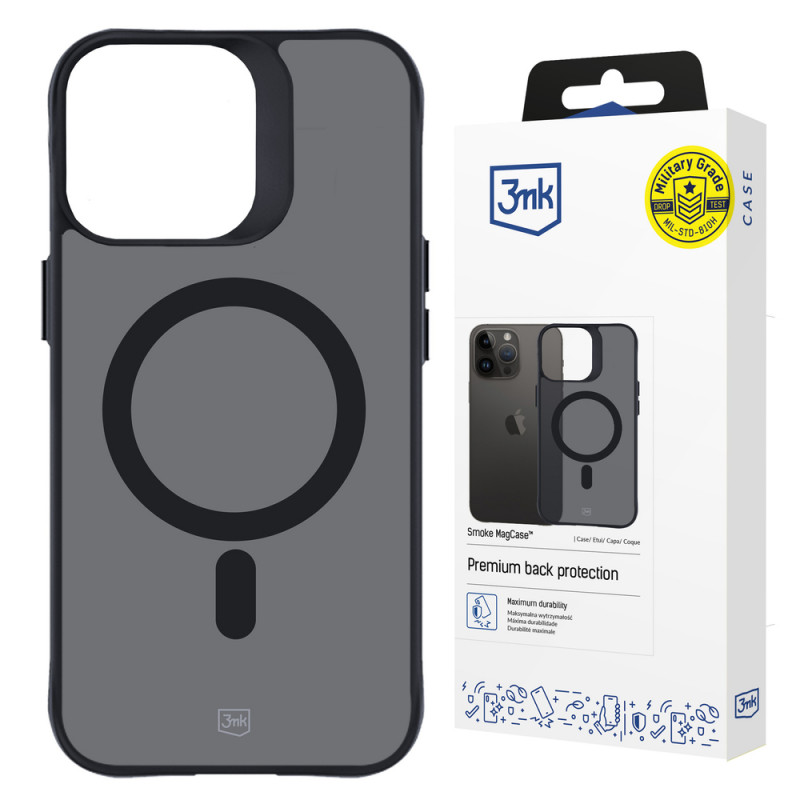 Custodia 3MK Smoke MagCase con MagSafe per Apple iPhone 14 Pro, semitrasparente